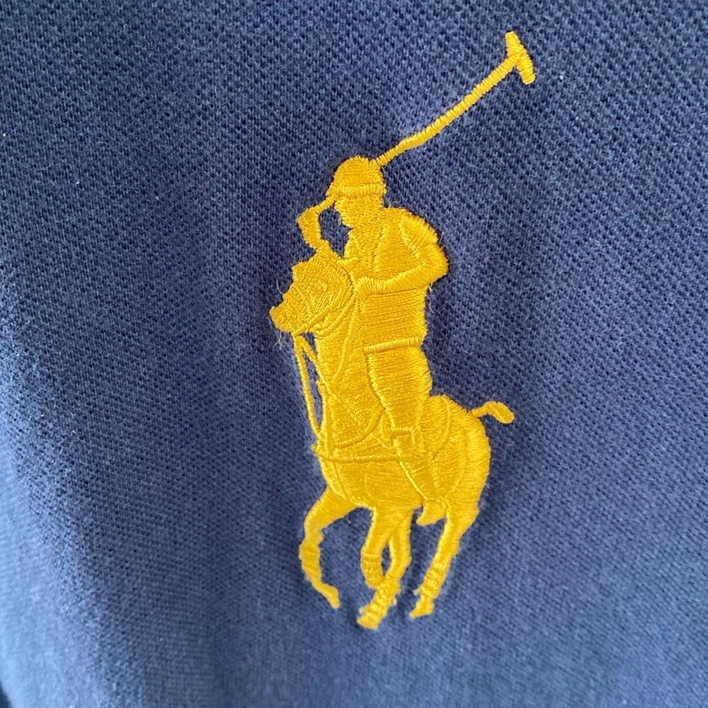 Polo by Ralph Lauren Navy Blue Large Pony Polo Shirt sz L Custom Slim Fit Preppy - Picture 4 of 8
